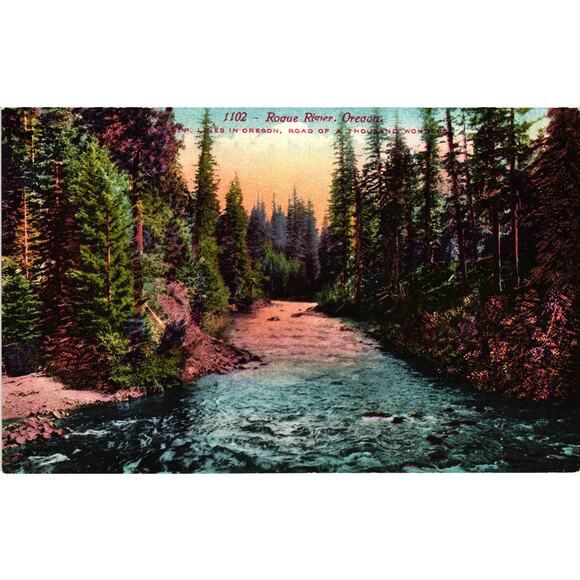 Vintage Rogue River Oregon Postcard ST P Lines Road of a Thousand Wonders - Picture 1 of 2